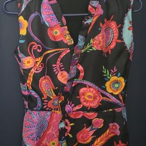 Colorful Floral Wrap Dress